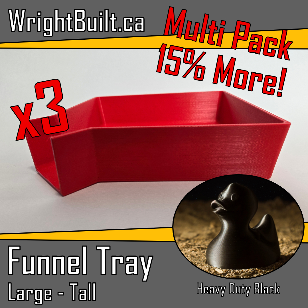 Funnel Tray - Large & Tall - Heavy Duty Black Plastic - Sorting & Organizing Tool - 3 Pack